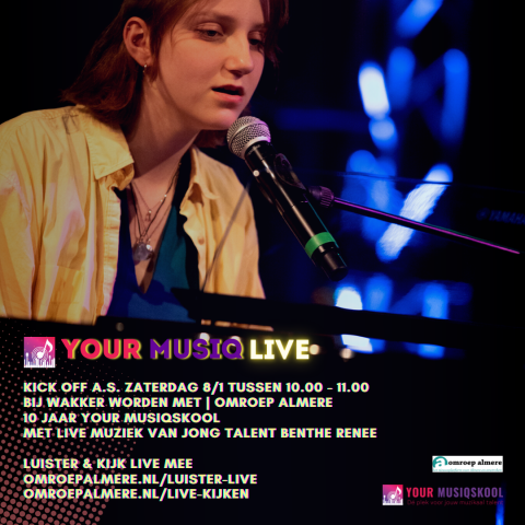 Zaterdagochtend 8 januari Meer live muziek van jong almeers talent met Your Musiq Live bij Omroep Almere!