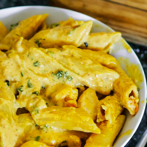 Een heerlijke pasta met boursin, spinazie en kip