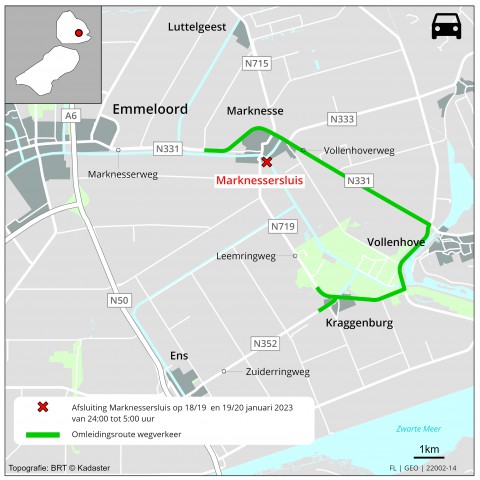 Brug over de Marknessersluis 2 nachten dicht voor autoverkeer