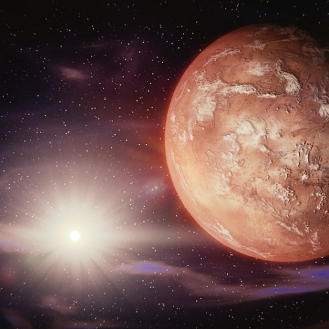 Planeet Mars in oktober goed te zien