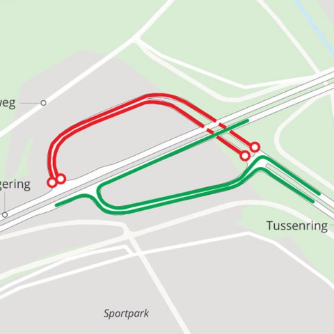 Werkzaamheden: Aansluiting Tussenring - Hogering week dicht