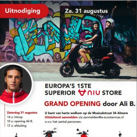 Opening eerste NIU Superior Store van Europa morgen met Ali B!