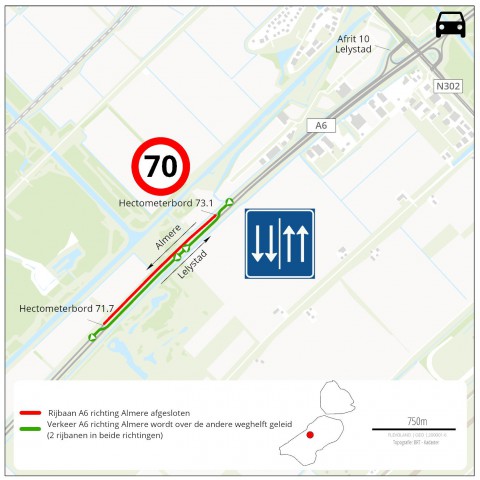 Extra reistijd op de A6 door werkzaamheden