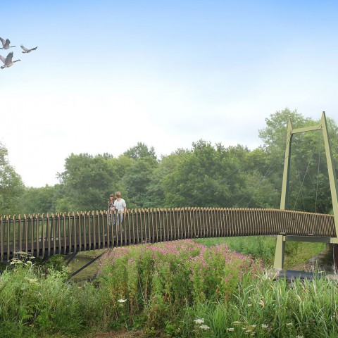 Nieuwe fietsbrug Michauxpad gemaakt van gerecycled plastic 