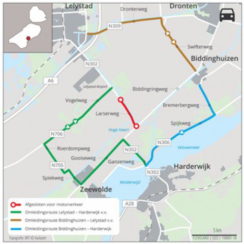 Weekendafsluiting kruising Gooiseweg/Laserweg (Zeewolde/Lelystad)